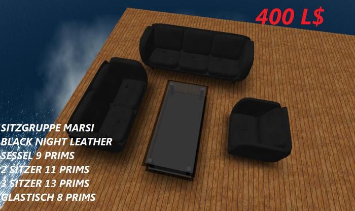 SITZGRUPPE MARSI BLACK NIGHT LEATHER