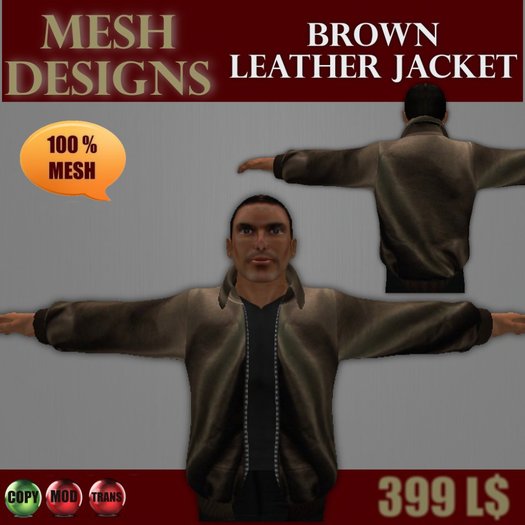 MESH - Brown leather jacket rigged 