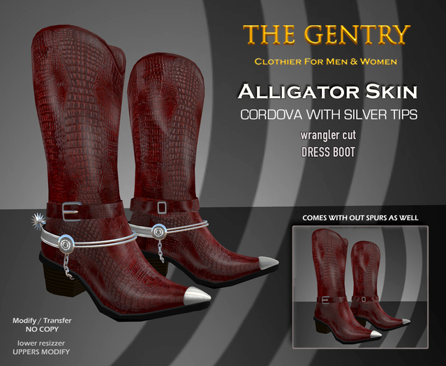 The Gentry - Alligator Boots - Cordova