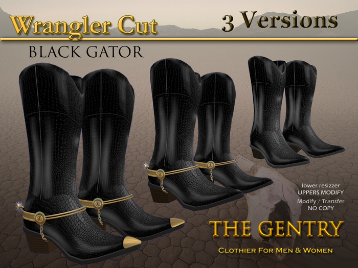The Gentry - Black Gator Boots