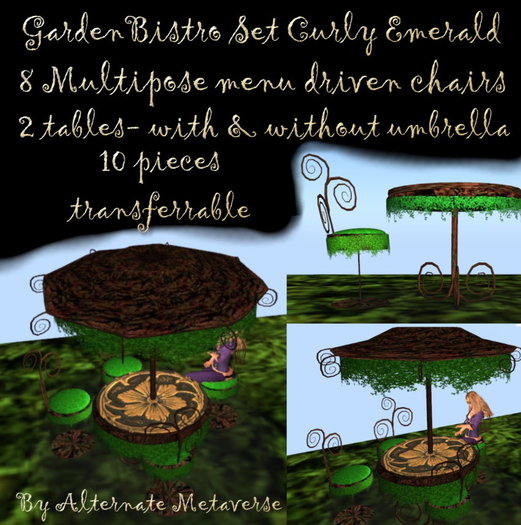 name: Garden Bistro Set for 8 -Multipose Chairs, 2 tables