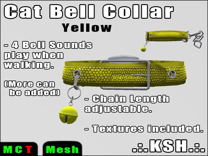 *KSH* Cat Bell Collar w/ Chain (Yellow)