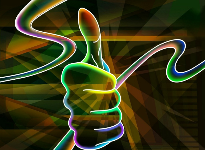 neon thumbs up
