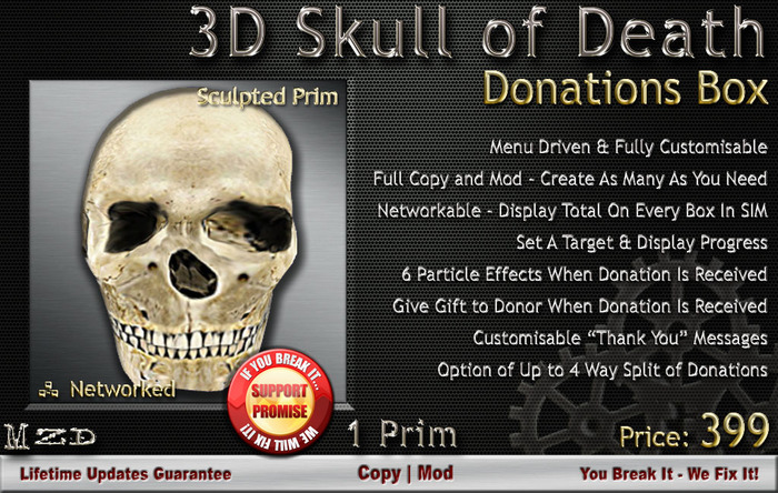 3D Skull Of Death Donations Box