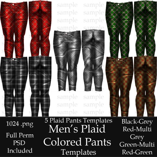 UTPP-Men's Colored Plaid Pants Templates