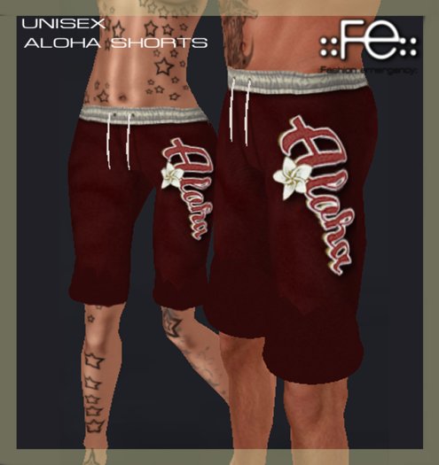 ::Fe:: Aloha Shorts (Red)(Unisex)