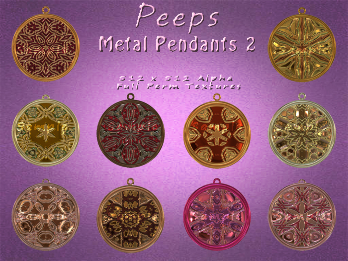 Second Life Marketplace - Peeps Textures Metal Pendants 2