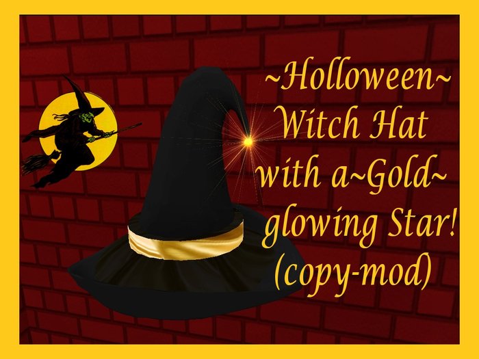 Holloween Witch Hat Stary Gold-box