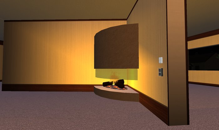 Fireplace Round Corner  6 Prims  Fire on/off