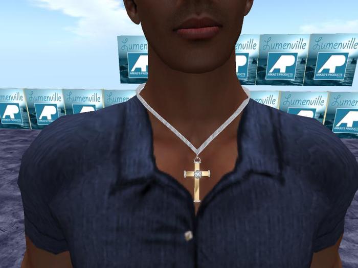 Arkad's Gold Cross Necklace with Diamond (Men)