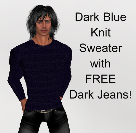 Dark Blue Knitted sweater Jumper & FREE Jeans!