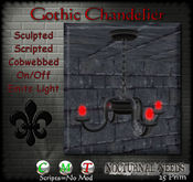 Gothic Chandelier on/off emits light Sculpted Scripted Cobwebs beautiful