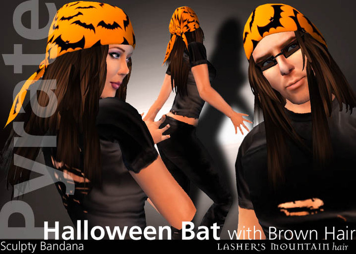 Halloween Bat Pyrate - Brown Hair & Bandanna Unisex