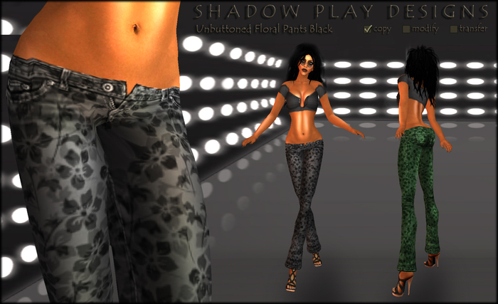 Shadow Play Designs - Unbuttoned Floral Pants Black