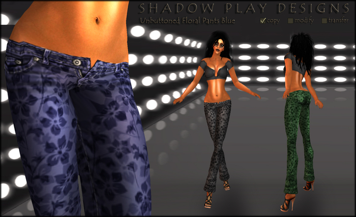 Shadow Play Designs - Unbuttoned Floral Pants Blue