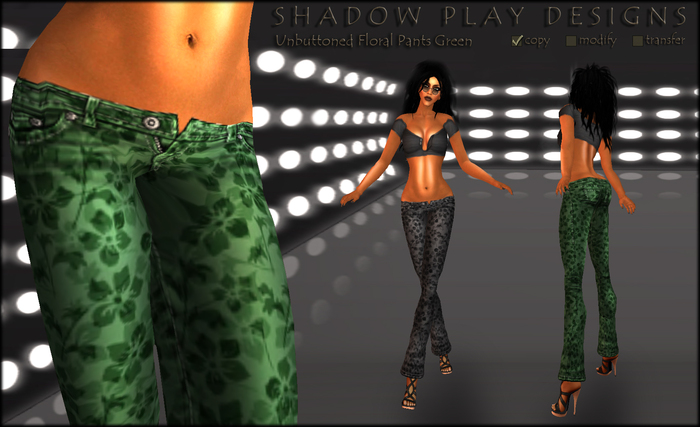 Shadow Play Designs - Unbuttoned Floral Pants Green