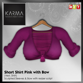 Karma - Tied Shirt Pink with Sculptie Bow & Cuffs