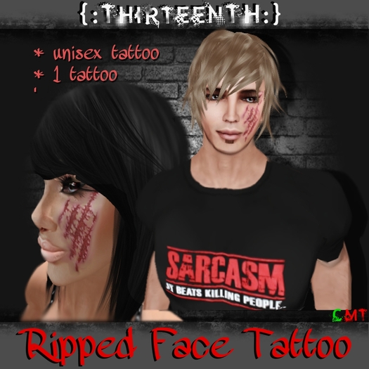 {:ThirteenTH:} Ripped Face - Unisex Face Tattoo