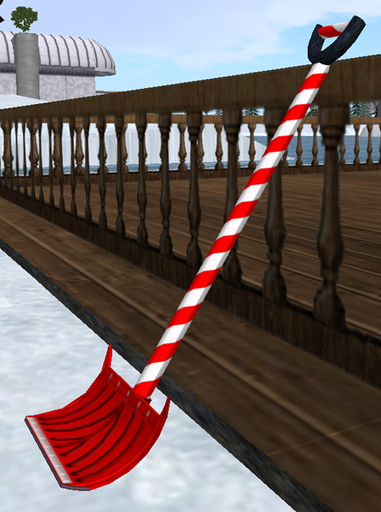 Red Candy Cane Snow Shovel w/Snow!