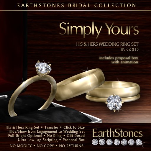 EarthStones Wedding Rings - Simply Yours - Gold (BOX)