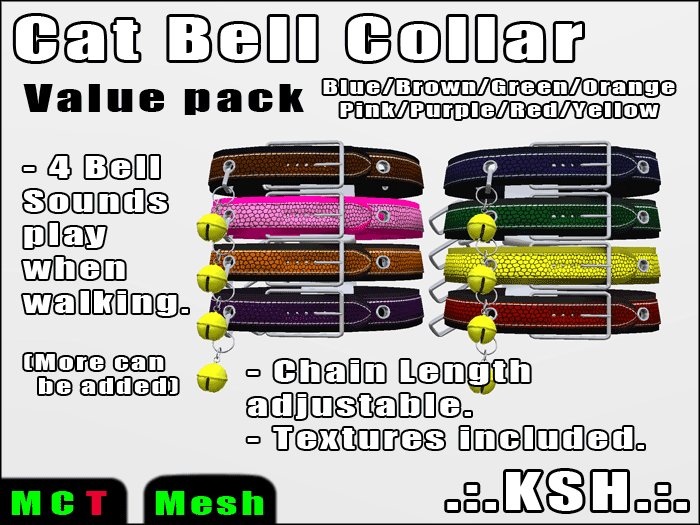 *KSH* Cat Bell Collar w/ Chain (Value pack)