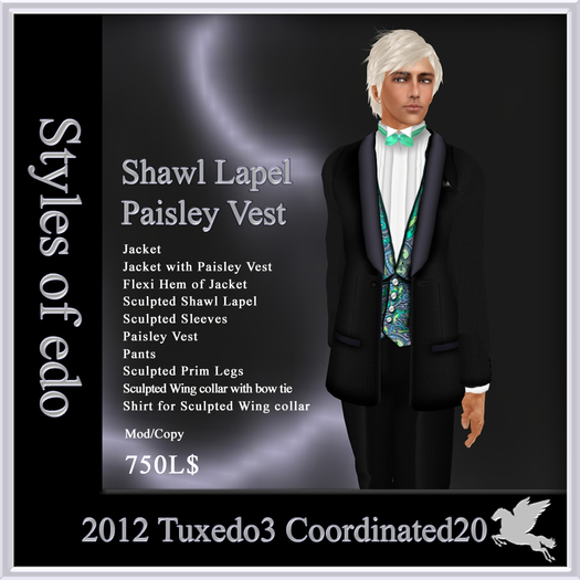 2012 Tuxedo3, Coordinated20, Styles of edo