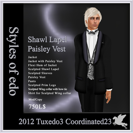 2012 Tuxedo3, Coordinated23, Styles of edo