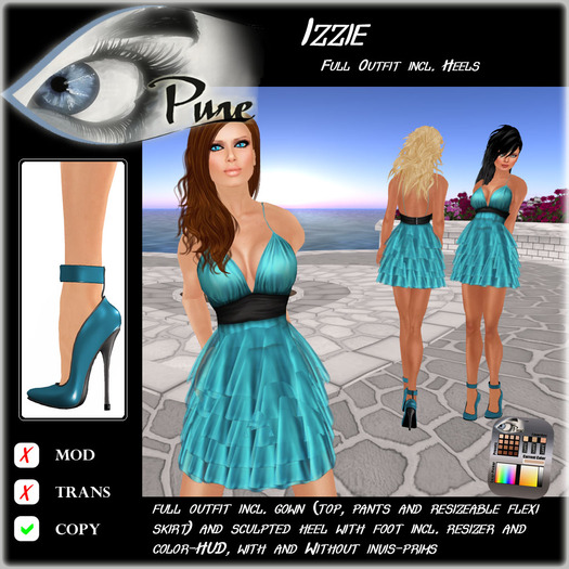 << PURE >> Izzie in Aqua (full outfit incl. high heel) [inworld price 199L$] 