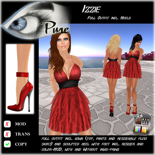 << PURE >> Izzie in Red (full outfit incl. high heel) [inworld price 199L$] 