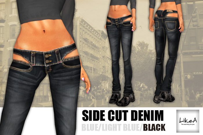::LikeA:: SIDE CUT DENIM BLACK (woman's jeans)