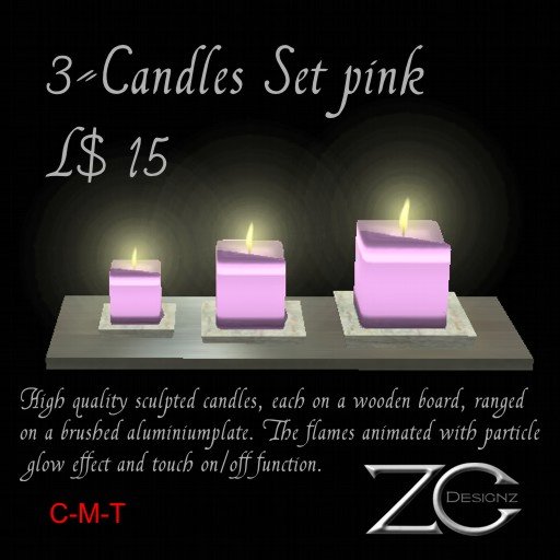 ZC 3-Candles Set Pink
