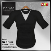 Karma - Black V-Neck T-Shirt with Sculpted Sleeves & Bottom
