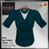 Karma - Blue V-Neck T-Shirt with Sculpted Sleeves & Bottom