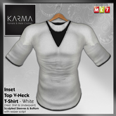 Karma - White V-Neck T-Shirt with Sculpted Sleeves & Bottom