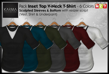 Karma - Fat Pack - V-Neck T-Shirt with Sculpted Sleeves & Bottom - 6 Colors