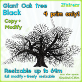 Giant Oak BLACK - 4 prim fully sculpted tree, copy, full modify, resizable up to 64m - magic tree, fantasy tree, XL tree