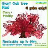 Giant Oak RED - 4 prim fully sculpted tree, copy, full modify, resizable up to 64m - magic tree, fantasy tree, XL tree