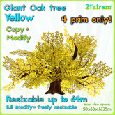 Giant Oak YELLOW 4 prim fully sculpted tree, copy, full modify, resizable up to 64m - magic tree, fantasy tree, XL tree