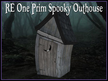 RE One Prim Old Spooky Outhouse - Sculpted - Halloween Decoration!