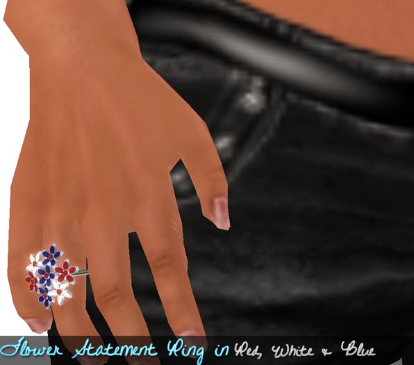 *rockCandy - Flower Statement Ring - Red, White, Blue