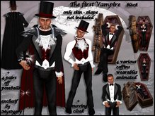 The first vampire black men costume accessory teeth , moving flexi cloak , coffin sculpt  to wear , halloween 
