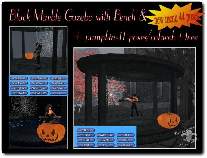 Black marble gazebo (with extra Halloween items)