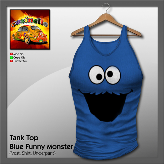 Coxi - Tank Top Blue Funny Monster 