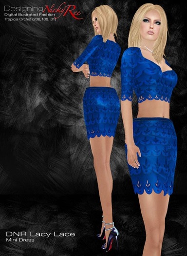*DNR*Lacy Lace Mini Dress Blue