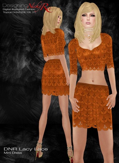 *DNR*Lacy Lace Mini Dress Orange