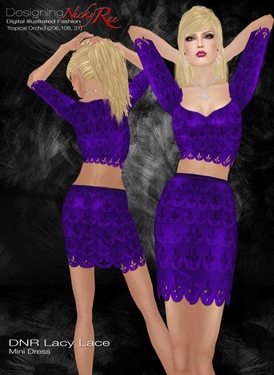 *DNR*Lacy Lace Mini Dress Purple