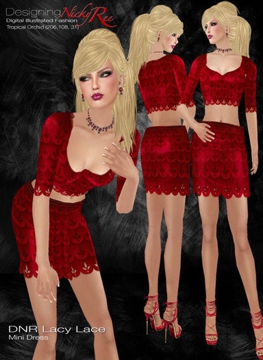 *DNR*Lacy Lace Mini Dress Red