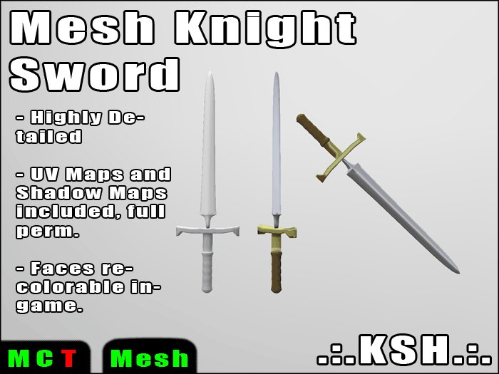 [100% Mesh] *KSH* Medieval Knight Sword BOXED