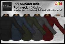Karma - Fat Pack - Roll Neck Jumper Knit  - 6 Colors - with Sculpted Sleeves, Bottom & Roll Neck
