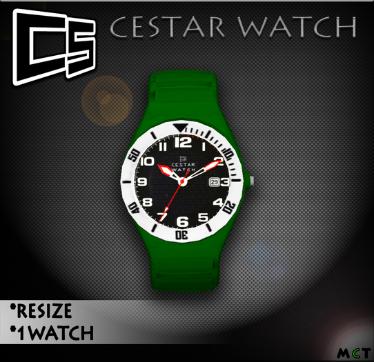 CESTAR WATCH "RELOGIO" GREEN / white